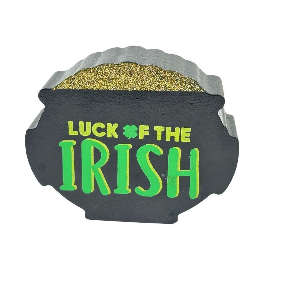 St Patricks Day Mini Sign 3in Accent Luck Irish Pot Of Gold  Tiered Tray Decor